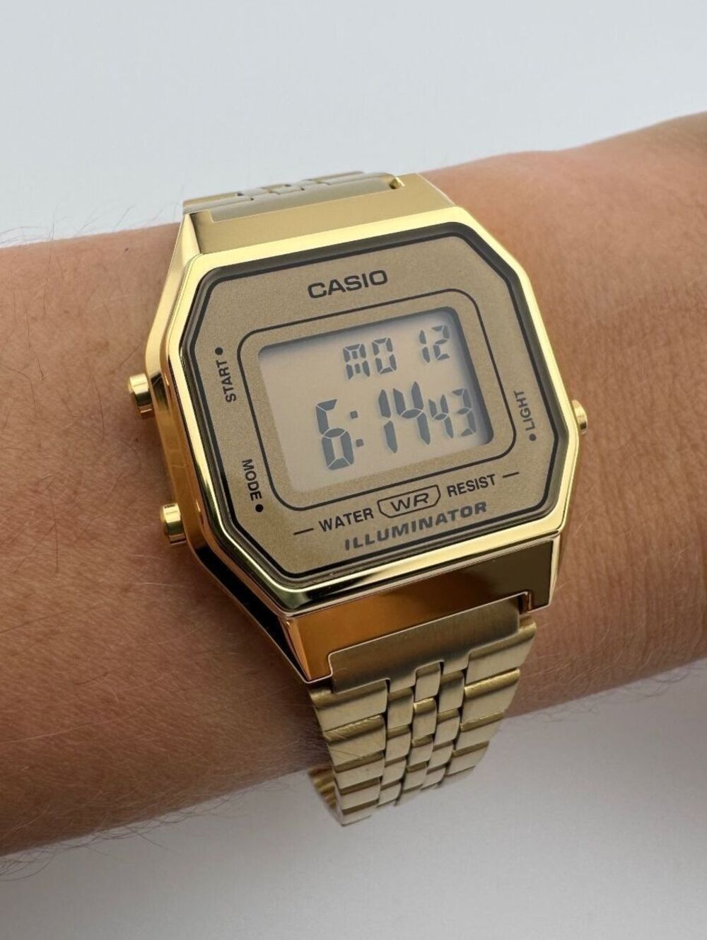 Casio LA680WGA-9D Gold Digital Watch, Retro Vintage Style, Gold Stainless Steel